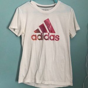 Adidas White and Pink logo tshirt